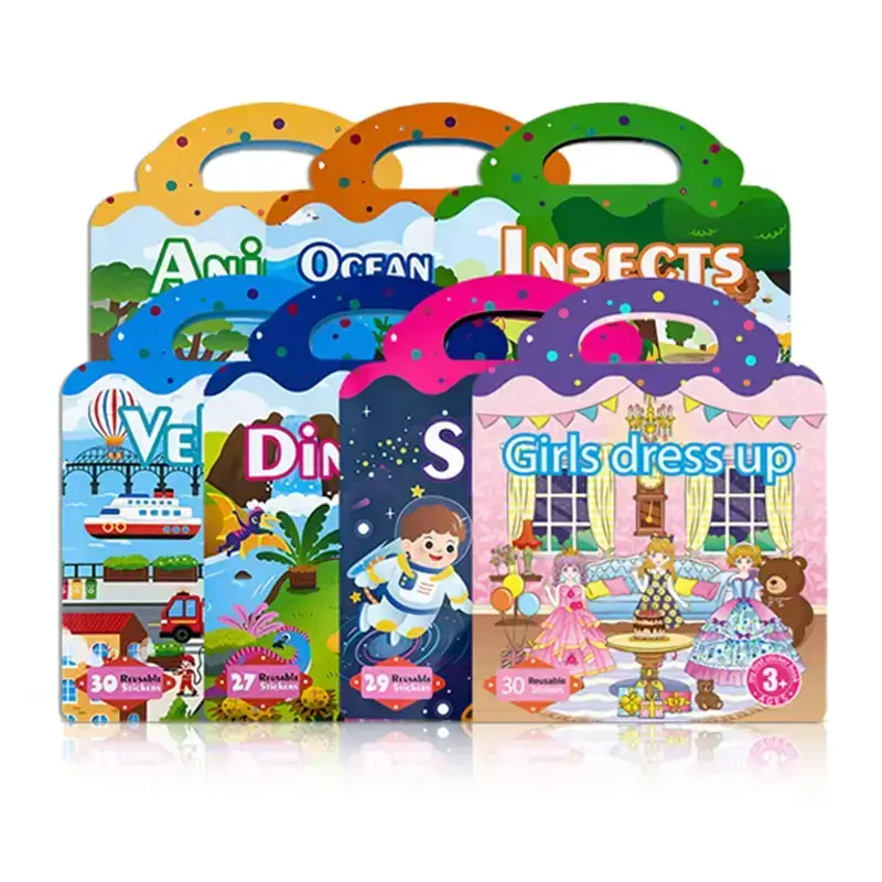 Custom 9-Themed Silicone Sticker Books for Toddlers
