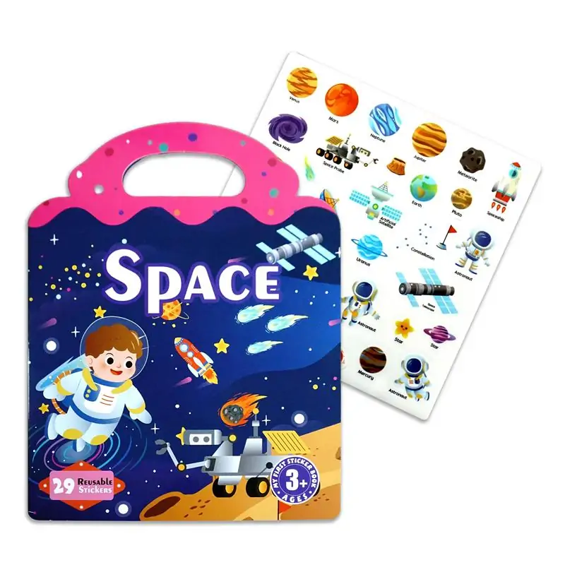 Custom Space Themed Silicone Stickers Book