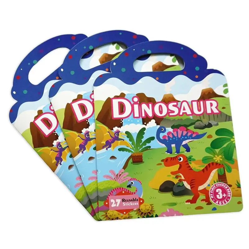 Custom Dinosaurs-themed Silicone Stickers Book - Reusable & Kid-Safe
