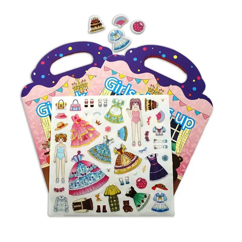 Custom Girls Dress Up Silicone Sticker Book