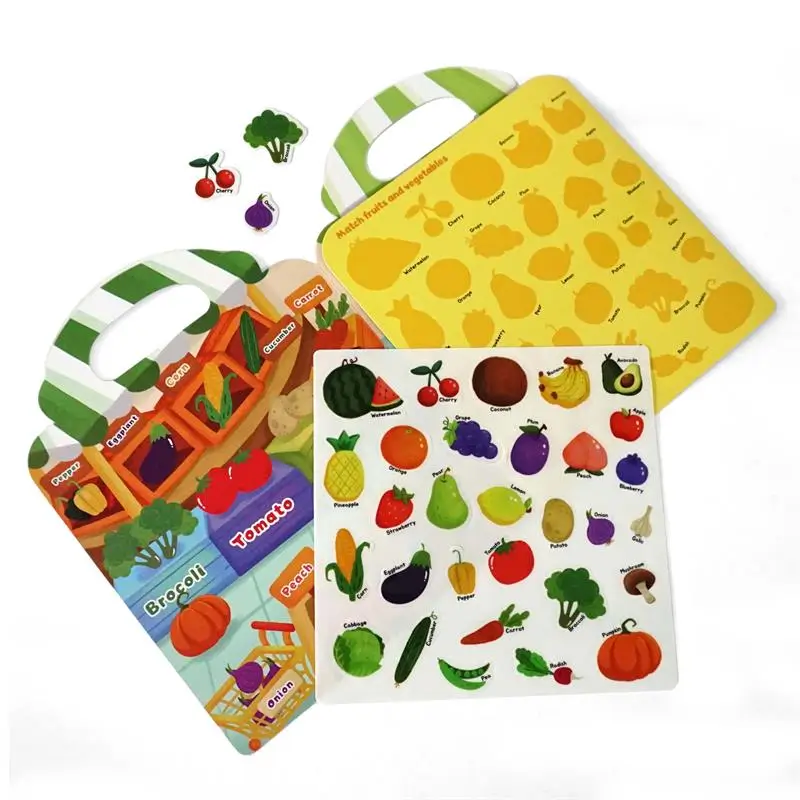 Custom Reusable Fruits And Vegetables Silicone Stickers Book