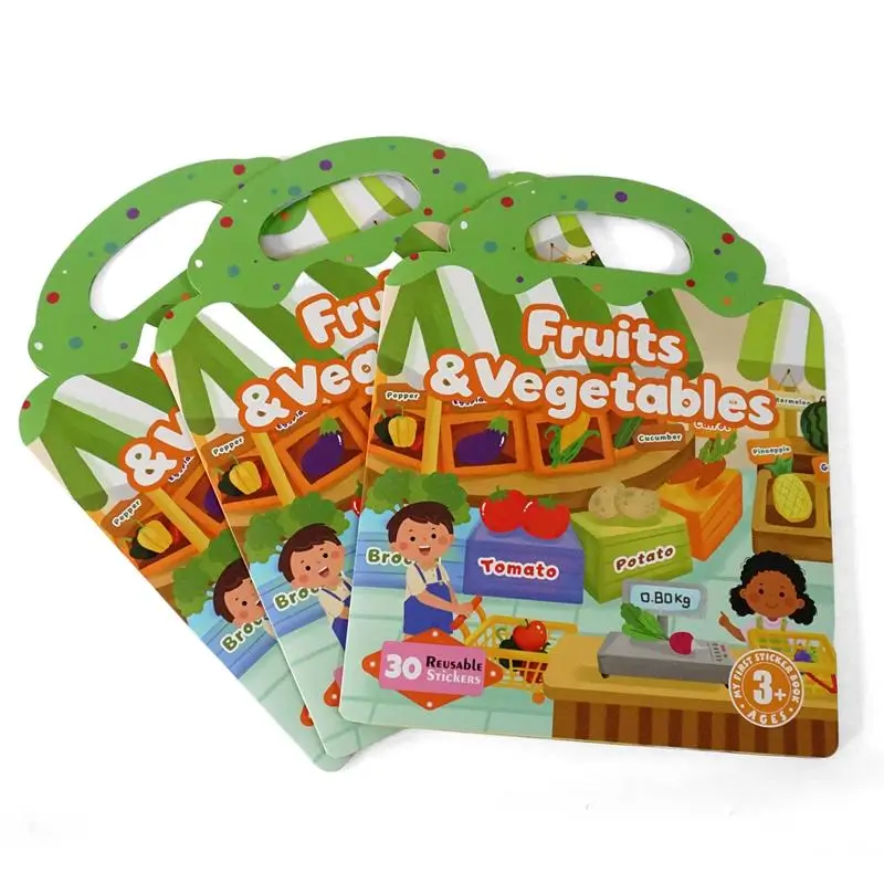 Reusable Fruits And Vegetables Silicone Stickers Book