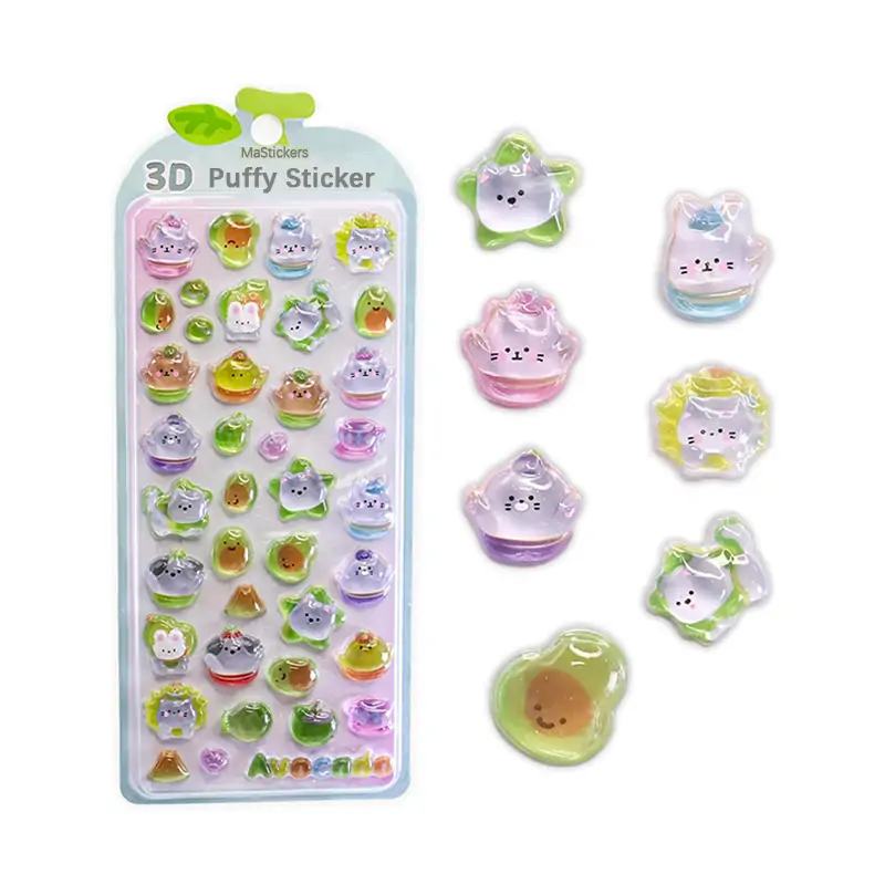 Custom 3D Crystal Puffy Embossed Stickers