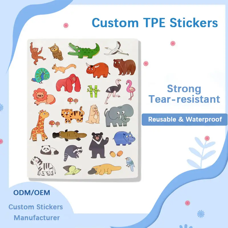 Custom TPE Sticker Sheets Custom TPE Sticker Sheets