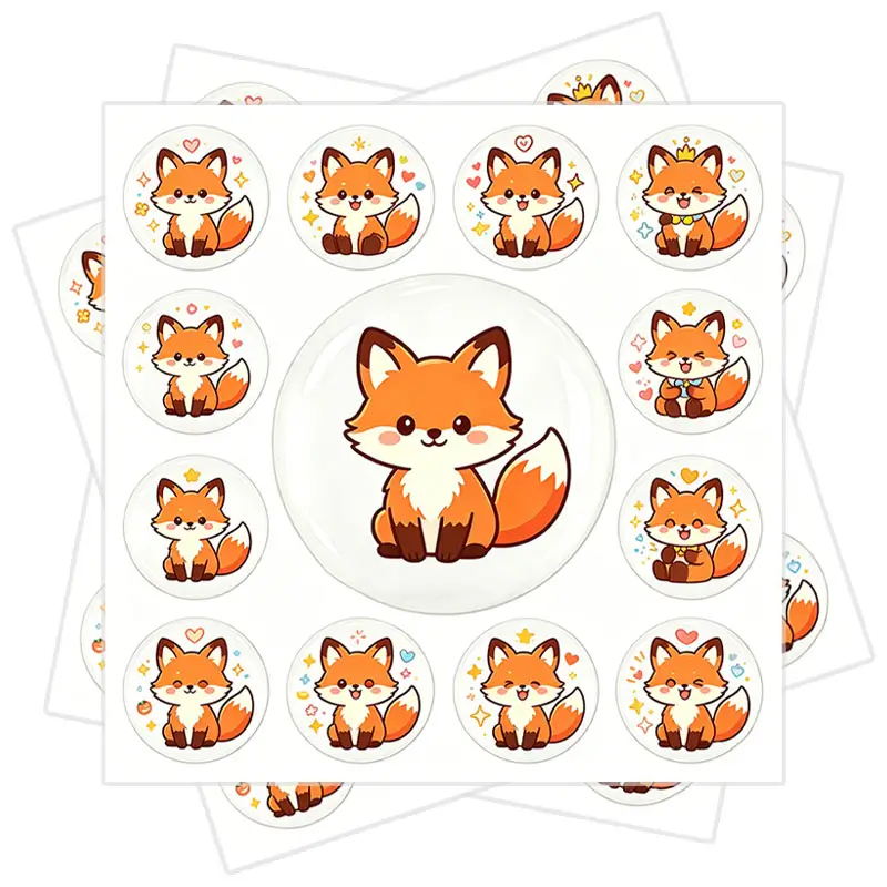 Personalized Stickers Cartoon Fox 3D Domed Stickers