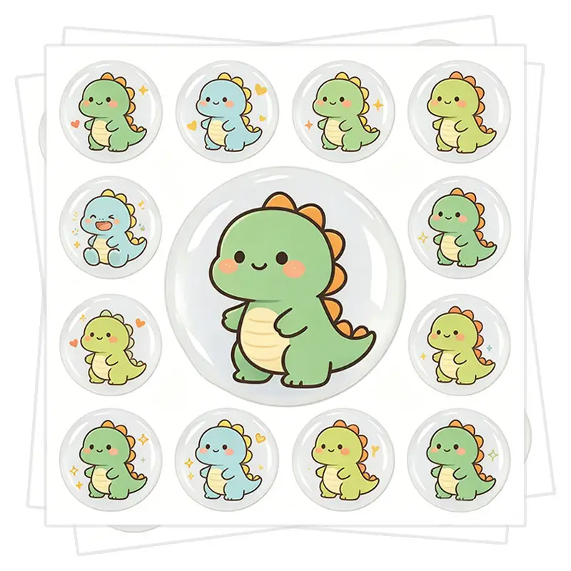 Cartoon Dinosaur Waterproof Stickers Epoxy Resin Stickers