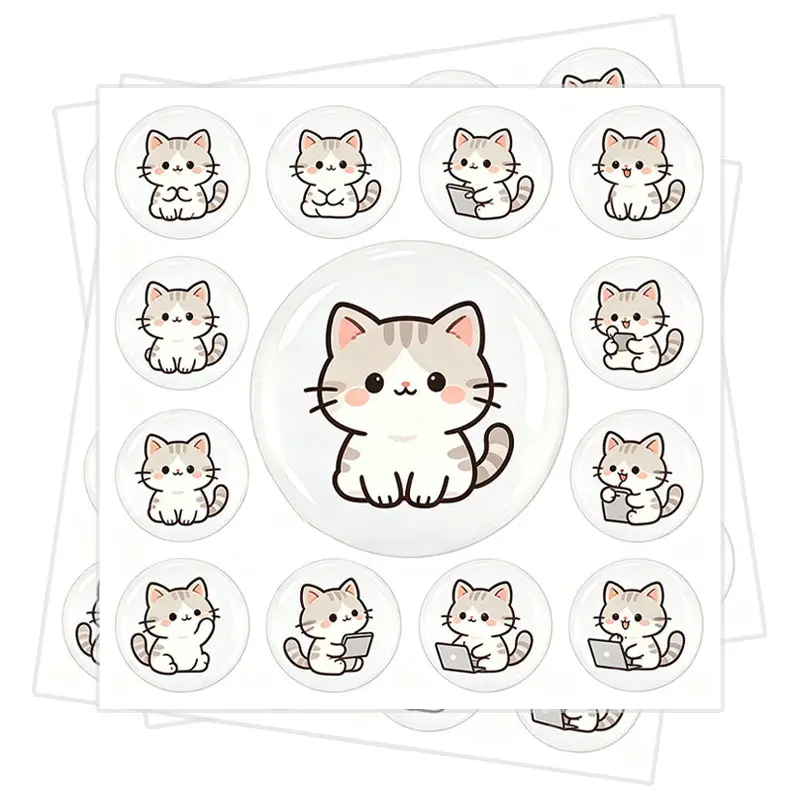 Cartoon-cat-Eopxy-stickers