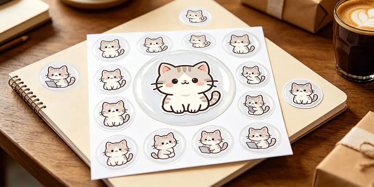 custom domed resin stickers application