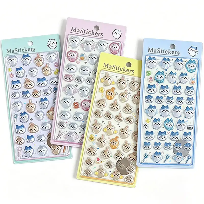 Custom Cute Cartoon 3D Puffy Stickers Crystal Puffy Embossed Stickers