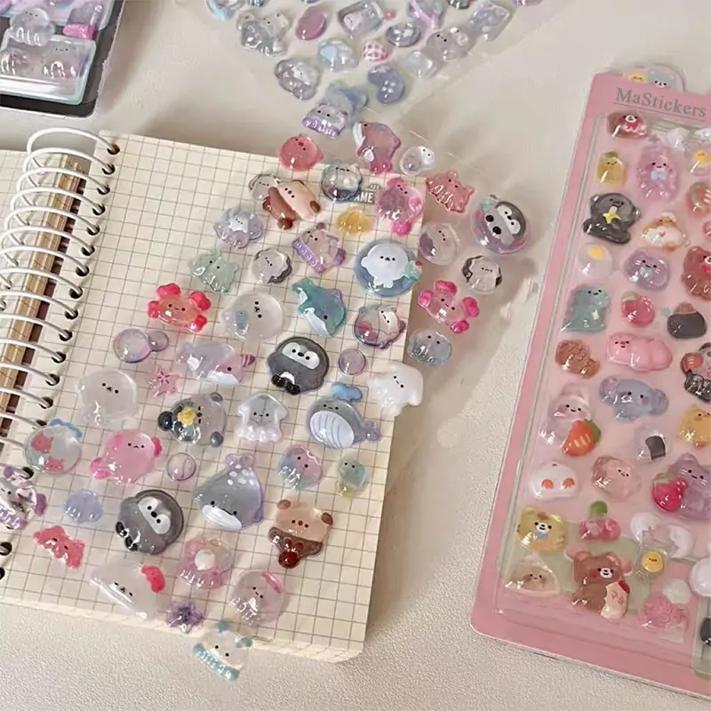 Cute Cartoon 3D Crystal Puffy Embossed Stickers Cute Cartoon 3D Crystal Puffy Embossed Stickers