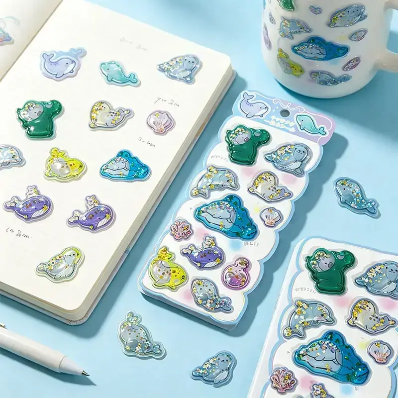 Custom Water Glitter Filled Stickers 
