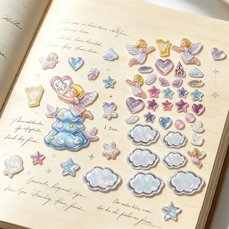 Angels Heart Whisper Pop-up Embossed Stickers
