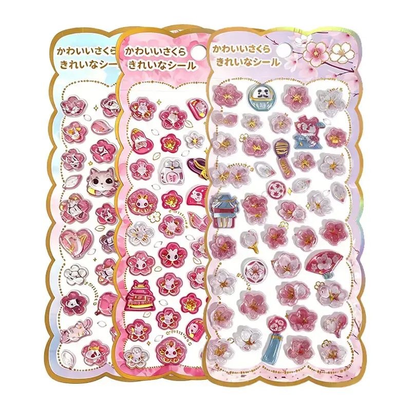 Cartoon Floral Pop-up Embossed Stickers – Wholesale & Customizable