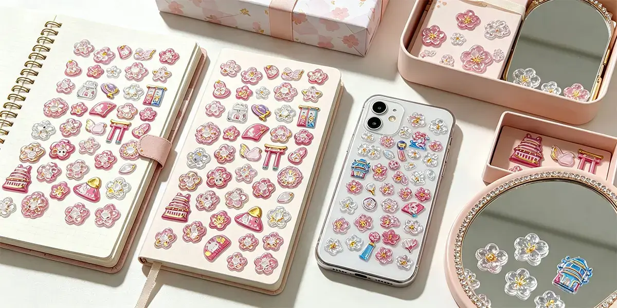 Cartoon floral embossed sticker applications Cartoon floral embossed sticker applications
