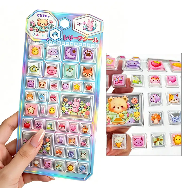 Wholesale Square & Polygonal 3D Pop-up Embossed Stickers