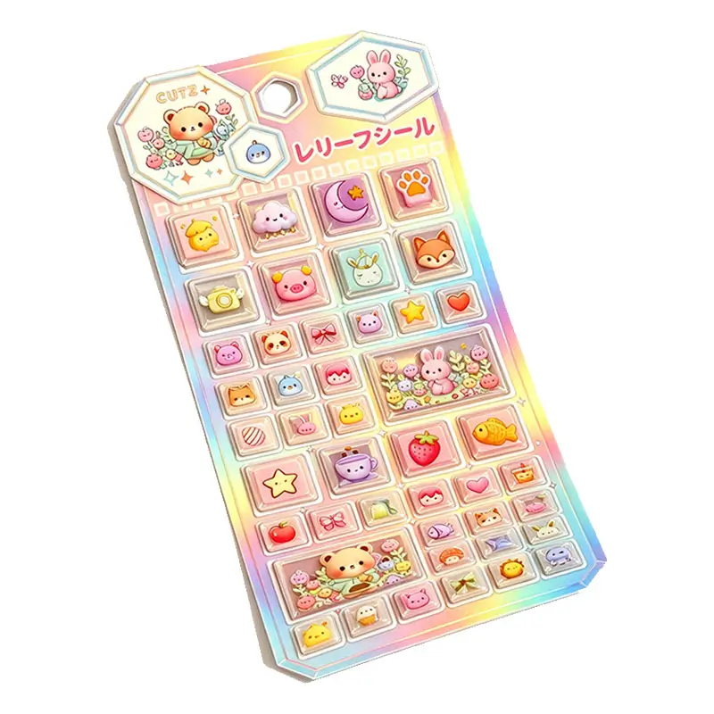 Cartoon Square Pop-up Embossed Stickers