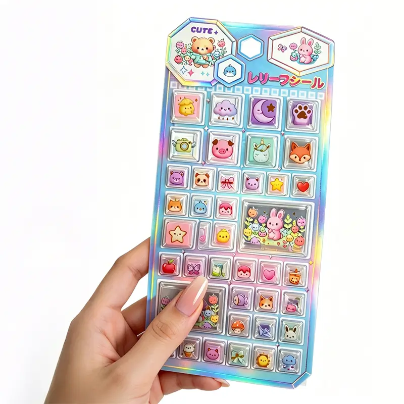 Square Crystal 3D Embossed Stickers