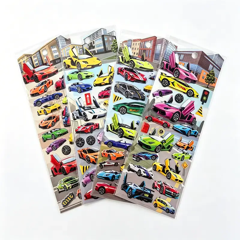 Wholesale Colorful Supercar Race Car Puffy Foam Stickers for Kids