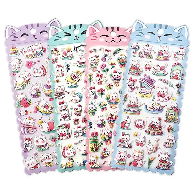 Custom OEM/OEM 3D Cartoon Cat EVA Foam Puffy Stickers