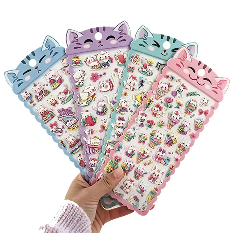 Flower-Cat-Foam-Puffy-Stickers