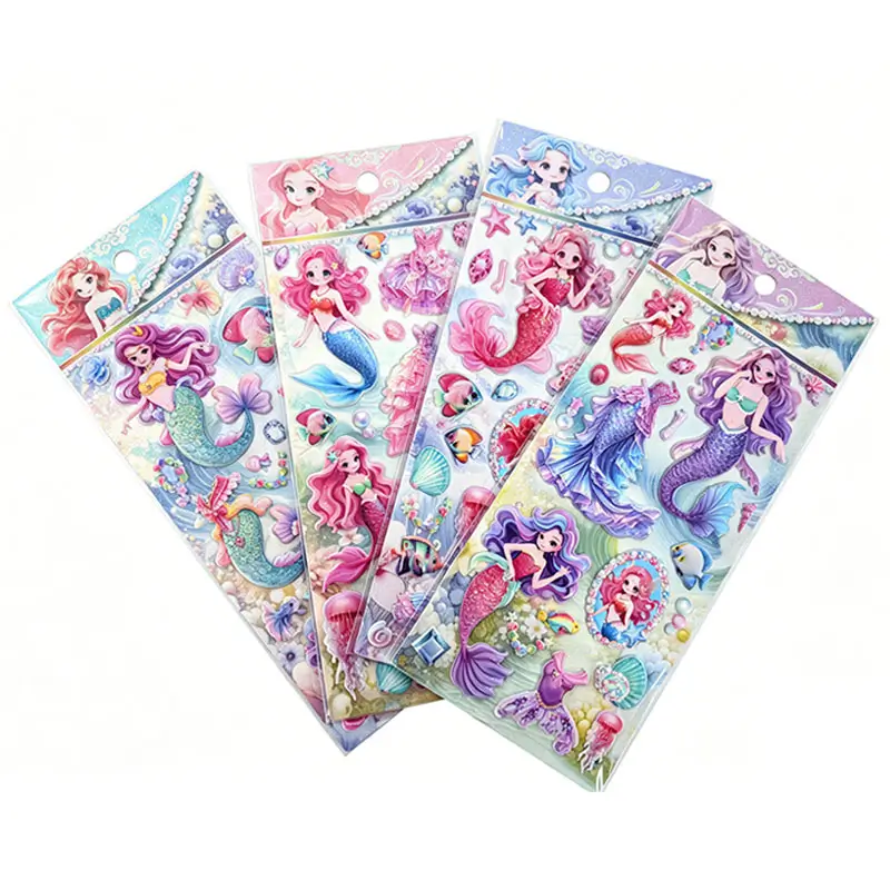 Custom Premium Little Mermaid Themed 3D Puffy Foam Stickers for Kids