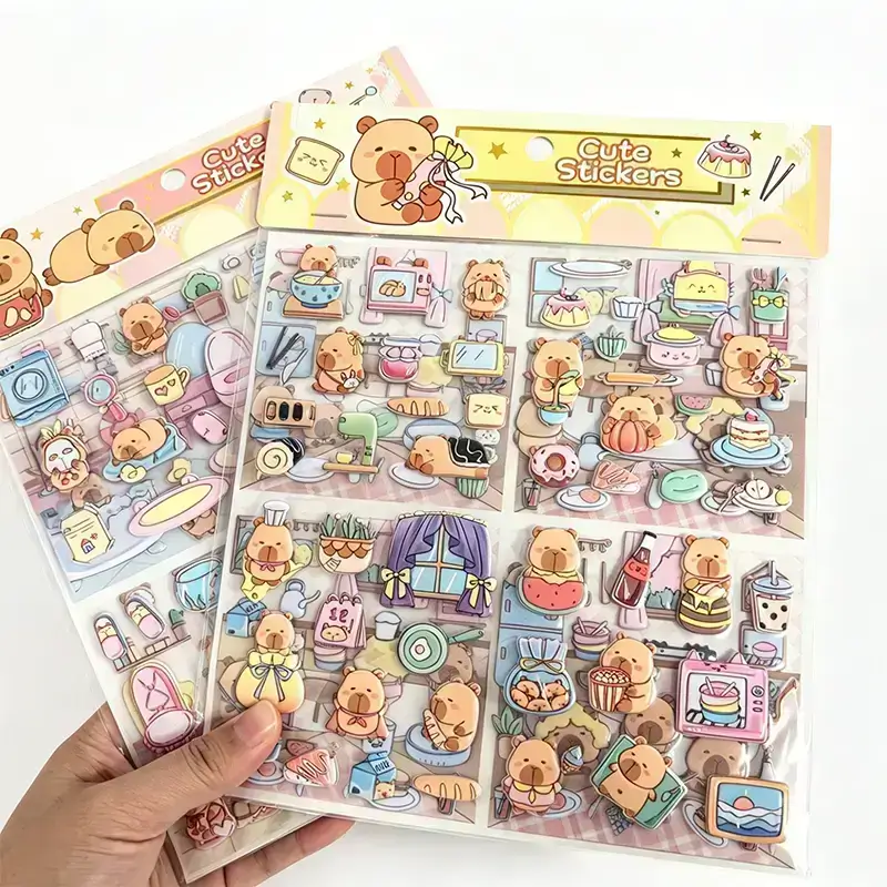 Custom Capybara Themed Puffy Foam Stickers