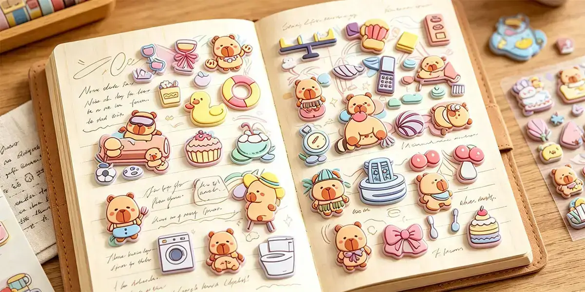 Capybara Themed Puffy Foam Stickers Applications