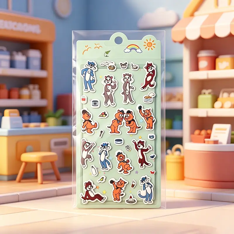 Cartoon Cat Puffy Foam Stickers