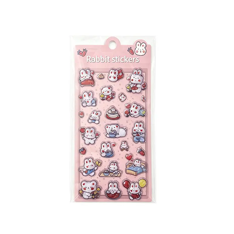 Cute Rabbite Cartoon 3D Crystal Puffy Stickers