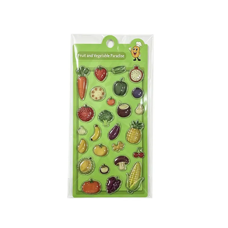 Fruits And Vegetables 3D Crystal Puffy Stickers