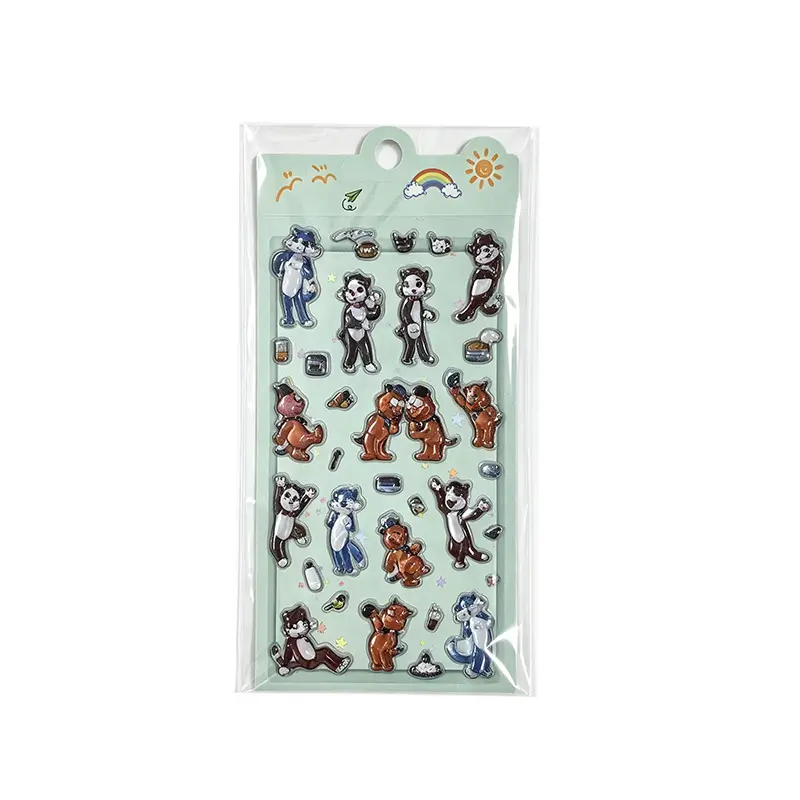 Tom Cat With His Friends Rasied Puffy Stickers