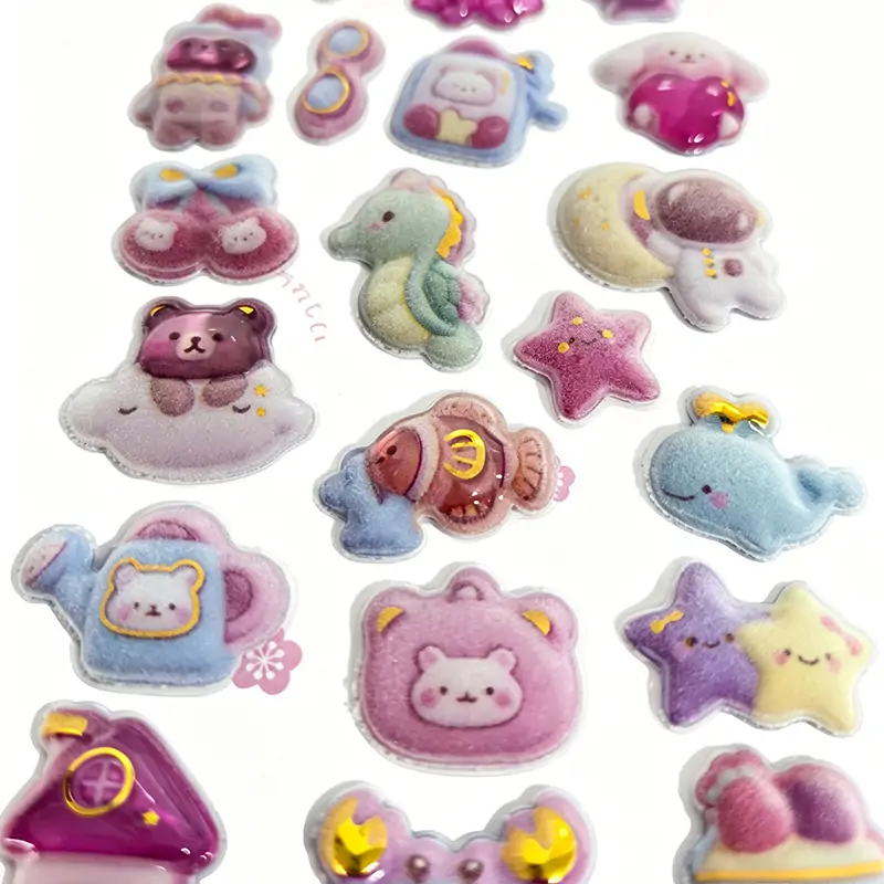Flocked Style Bonbon Drop Stickers 3D Puffy Sticers Flocked Style Bonbon Drop Stickers 3D Puffy Sticers